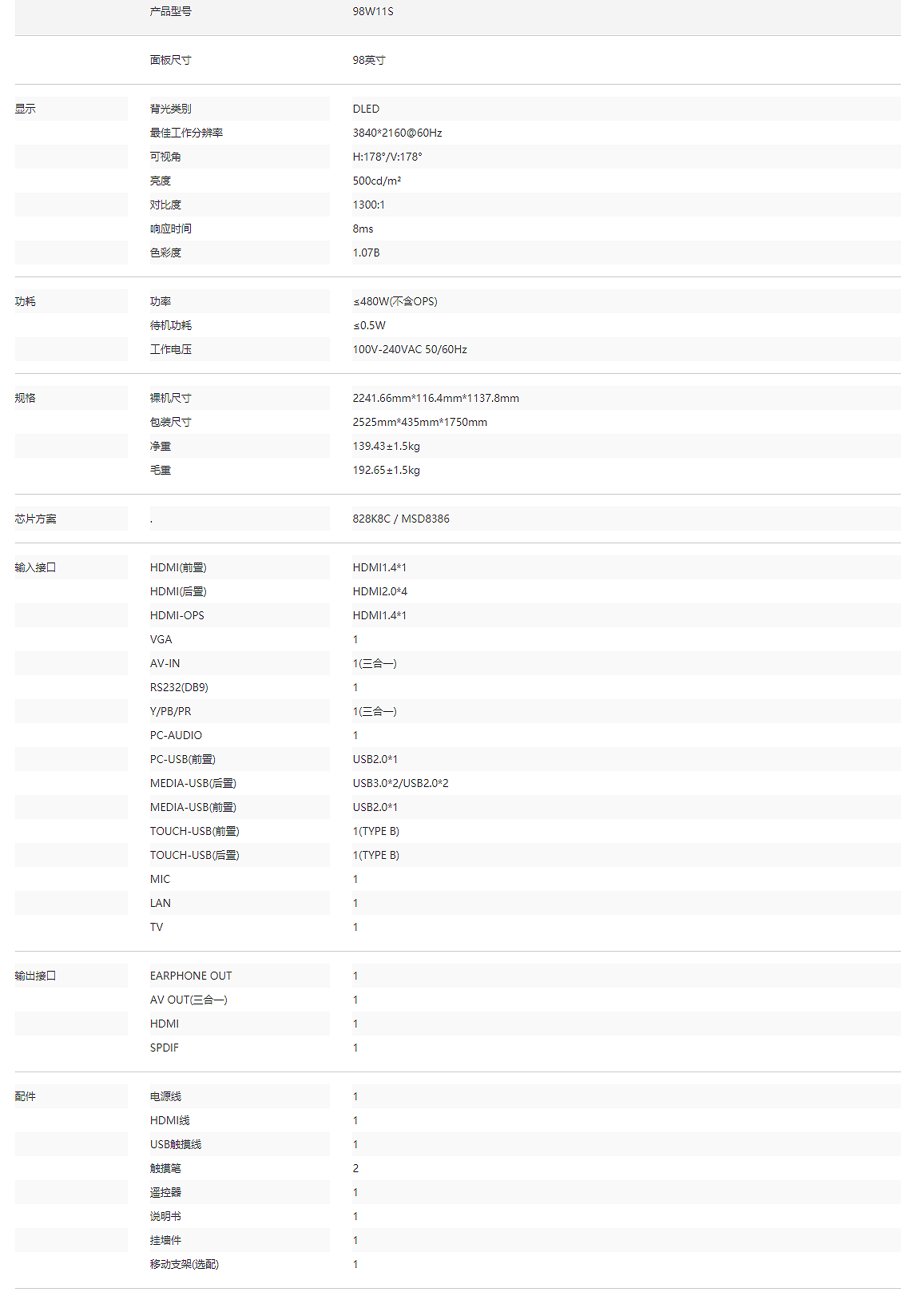 98W11S 液晶电子白板(图2)