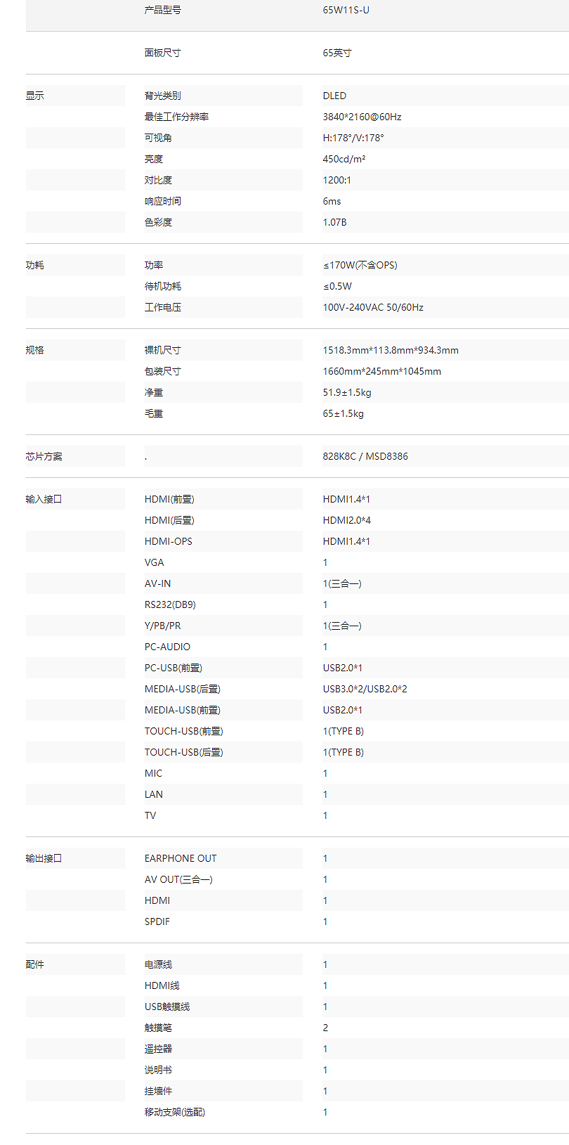 65W11S-U 液晶电子白板(图2)