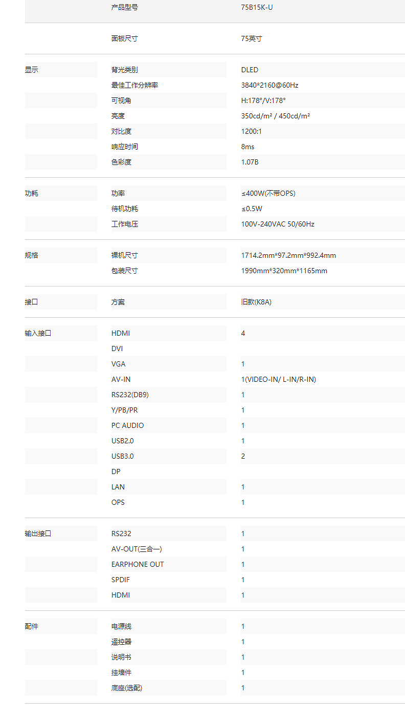 75B15K-U 单屏显示器(图2)