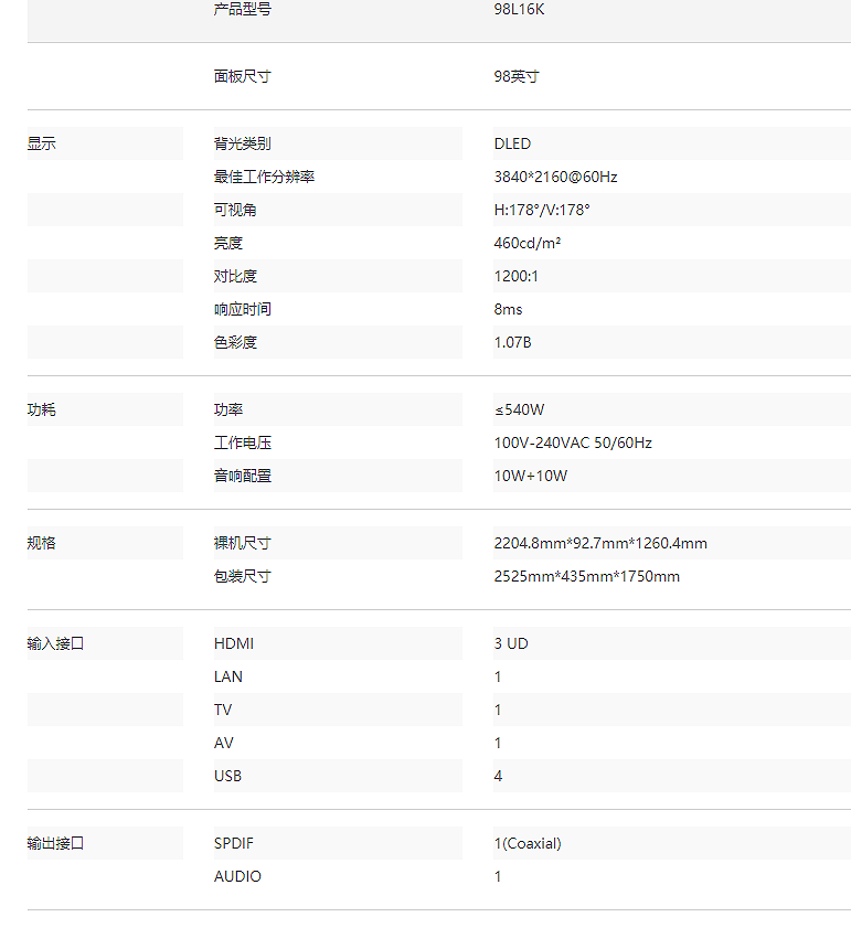 98L16K 商用电视(图2)