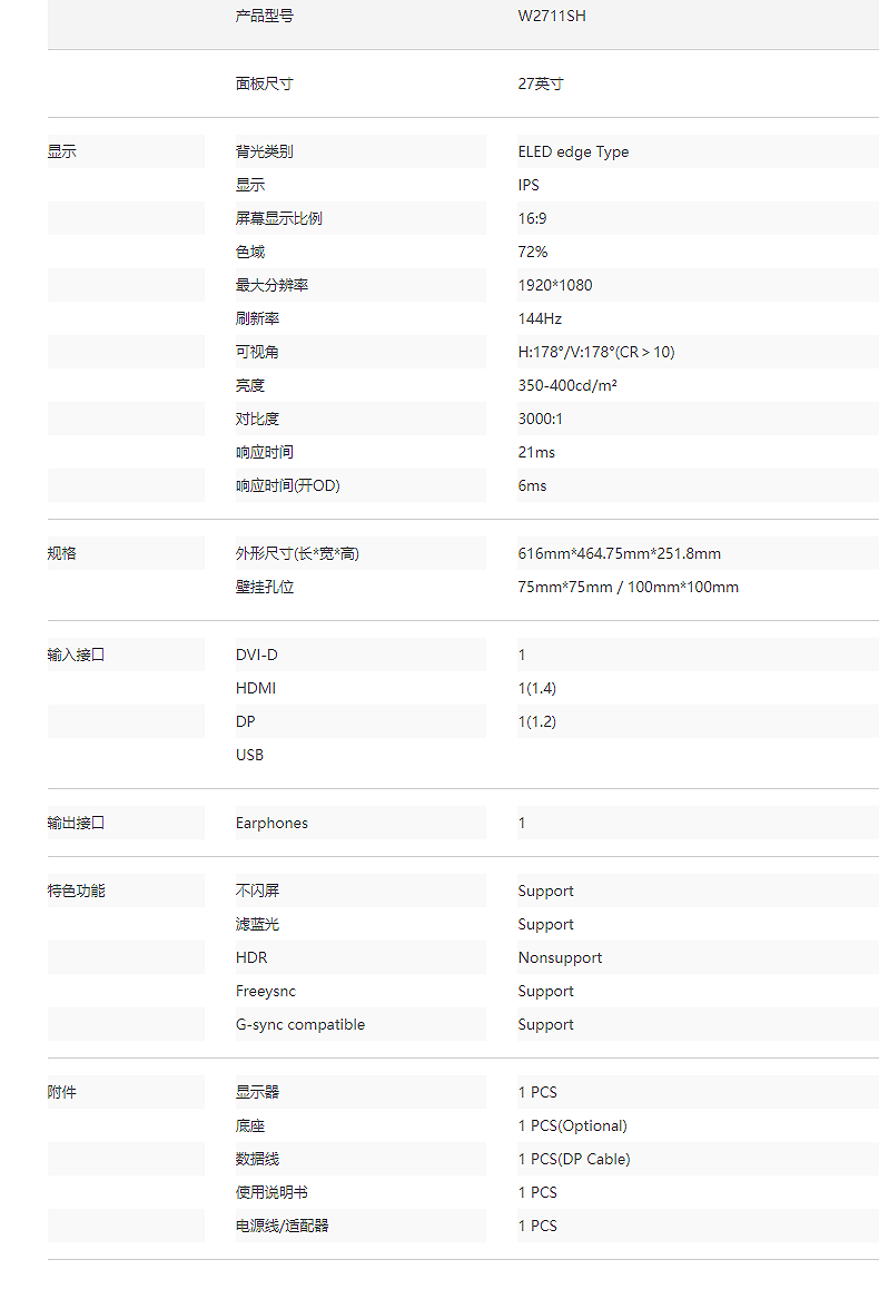 W2711SH 电竞显示器(图2)