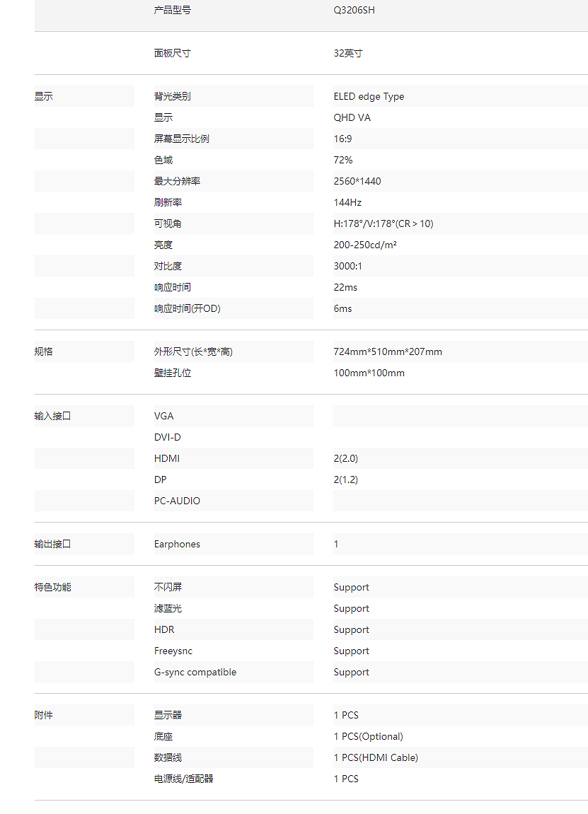 Q3206SH 电竞显示器(图2)