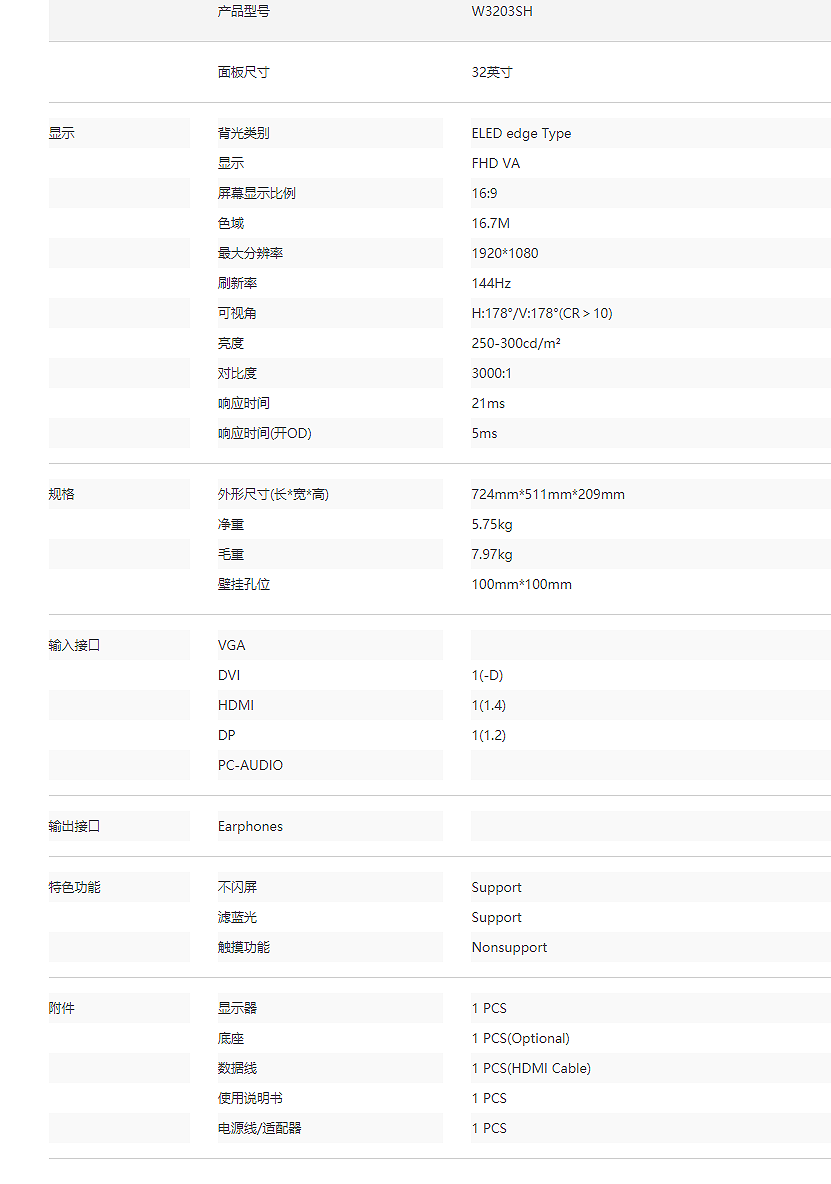 W3203SH 电竞显示器(图2)